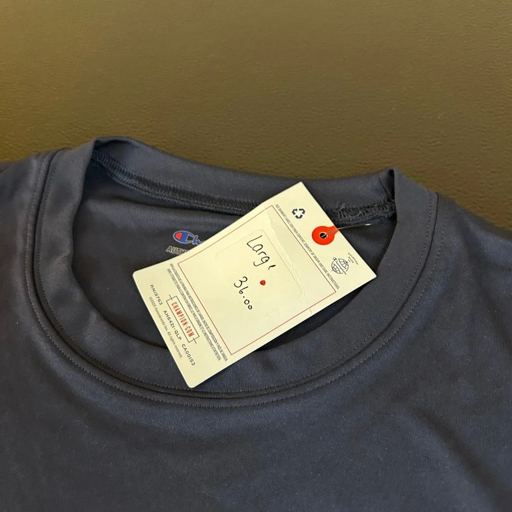 Champion‎ Athletic T-Shirt Moisture Wicking Activewear Tee Navy Men's Large NWT - Picture 3 of 9